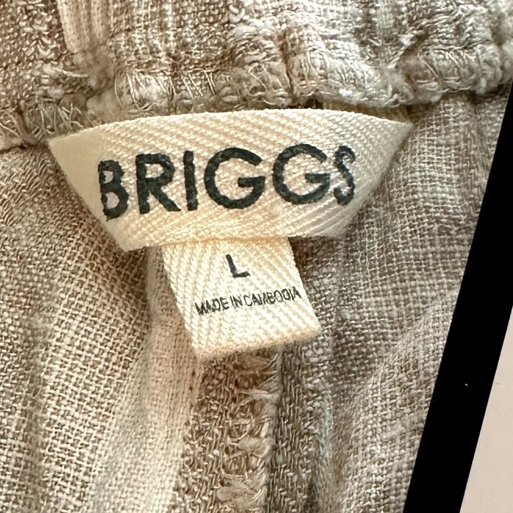 Briggs Linen Blend Pant Women's Size L Tan Striped Boho Beachy Cottagecore New - Picture 4 of 12